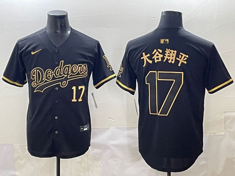 Men 2025 Los Angeles Dodgers #17 Ohtani Black Gold Five generations Nike MLB Jersey style 1->los angeles dodgers->MLB Jersey